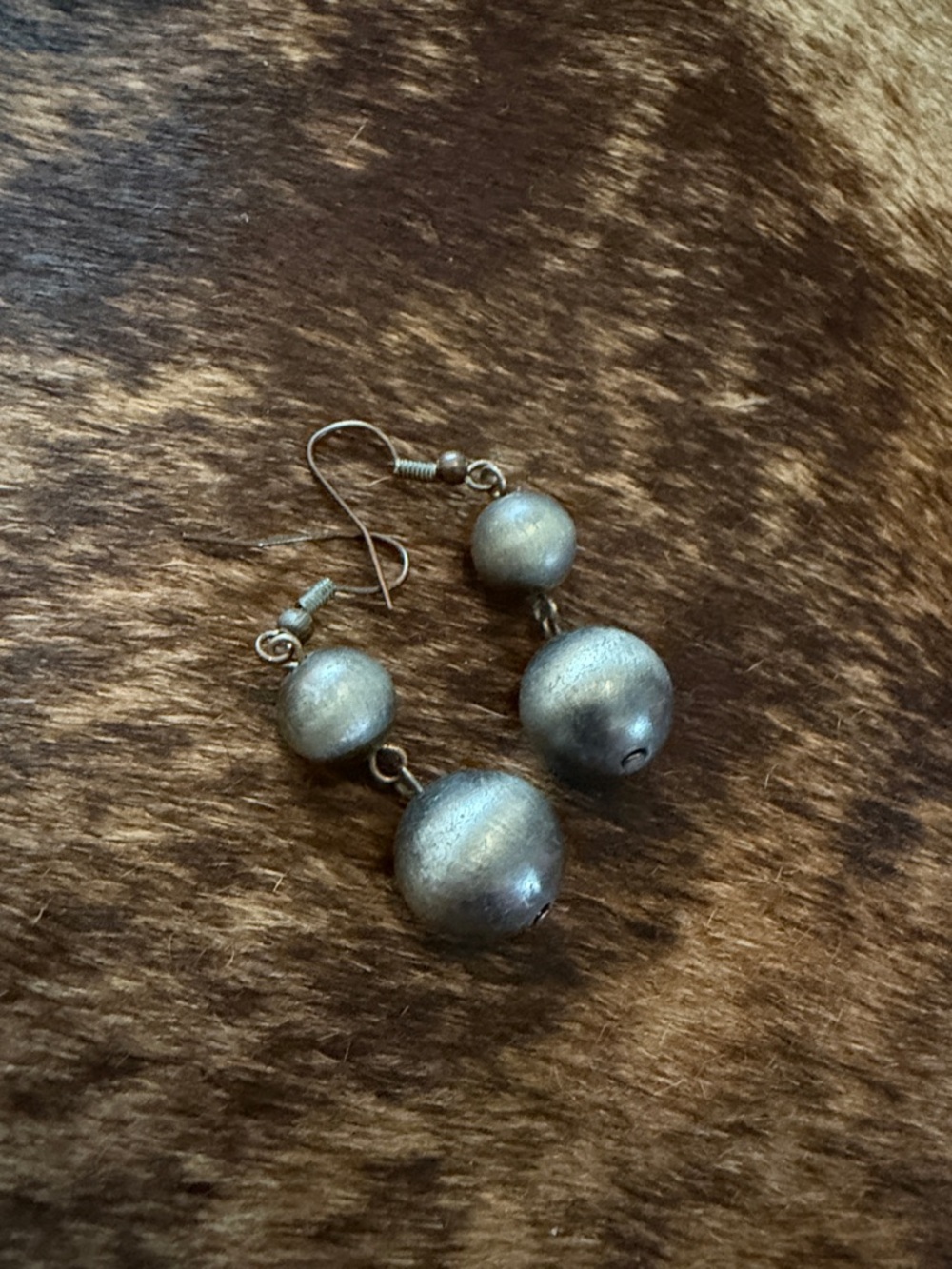 Classic Silver-Tone Double Bead Drop Earrings